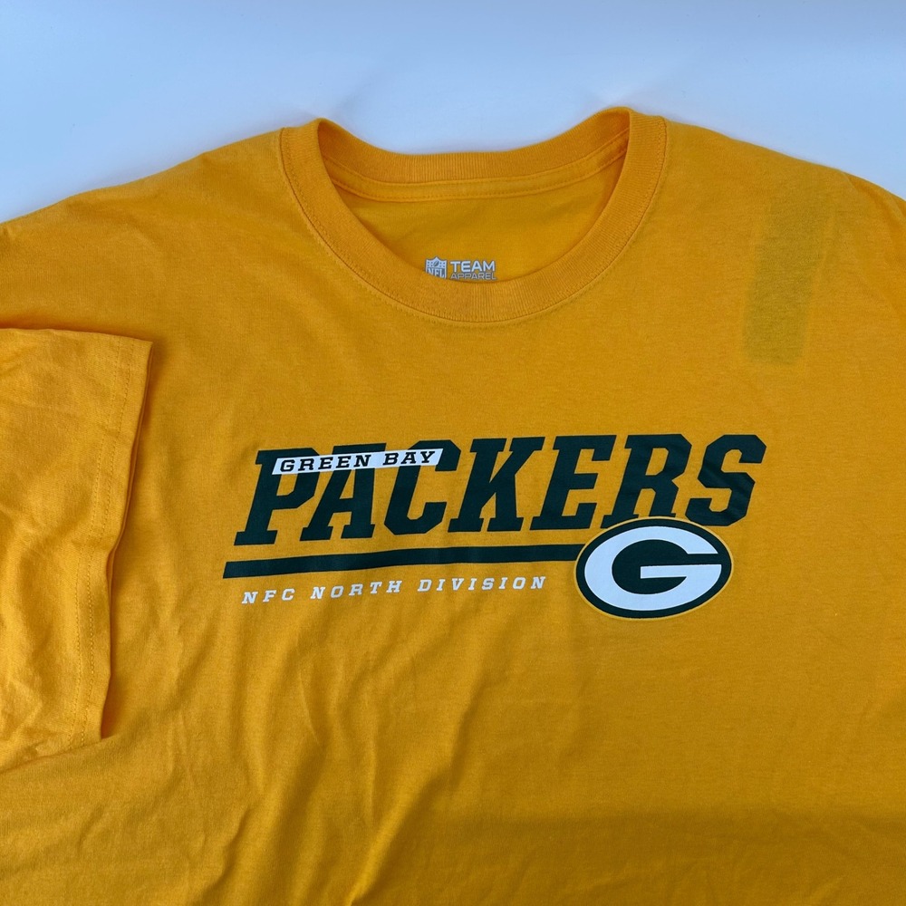 NFL Team Apparel Green Bay Packers T-Shirt Mens 2XL Gold NFC North Division Tee
